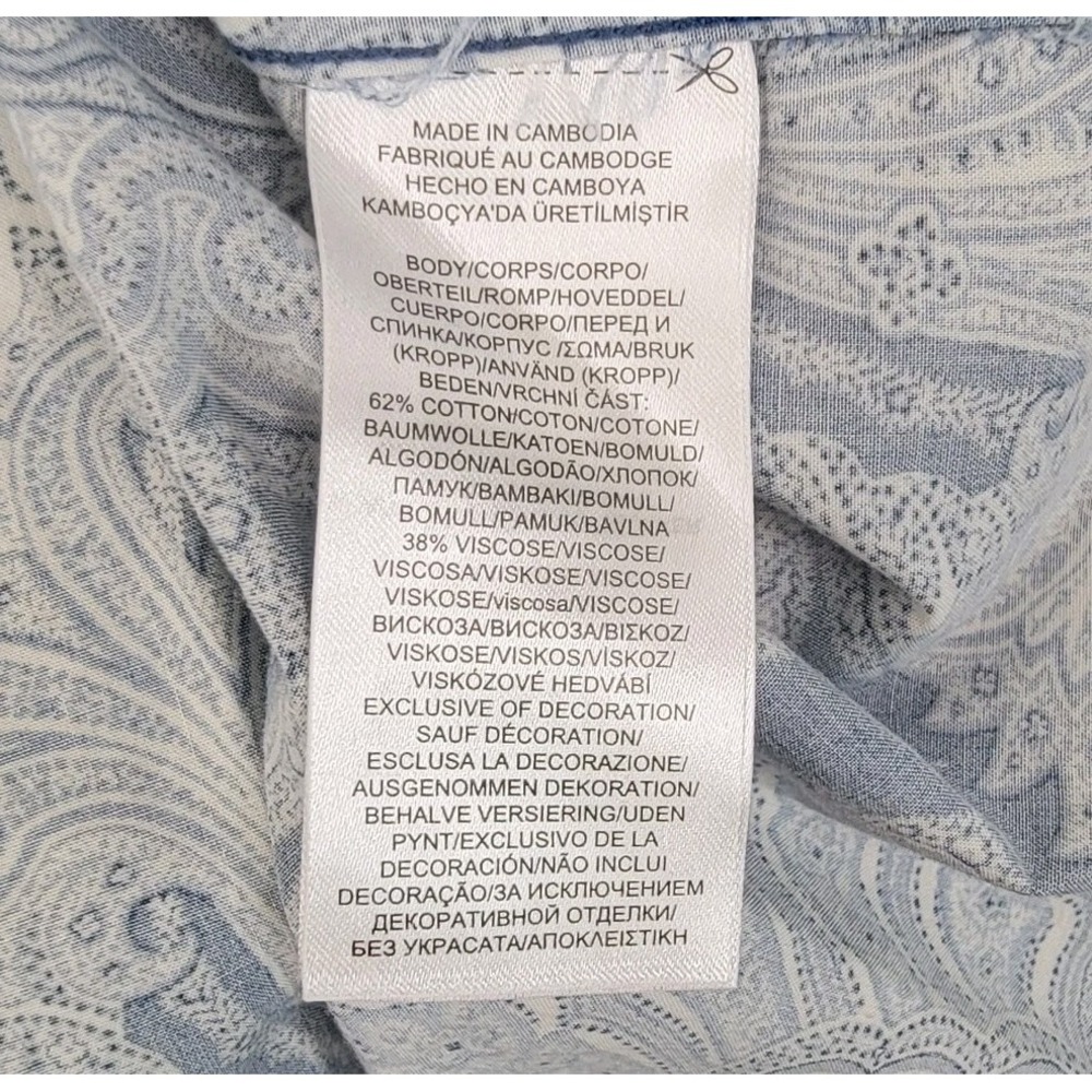 Lauren Ralph Lauren Womens Pajamas 2 Piece Paisley Set Top Pants Size Large Blue - Picture 8 of 14